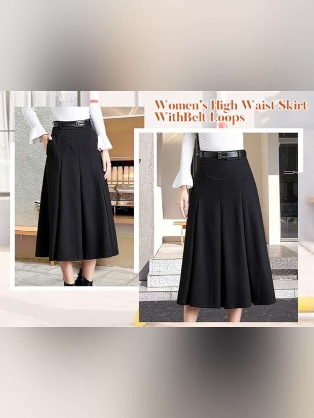Amazon Tanming Black A-line Midi Skirt